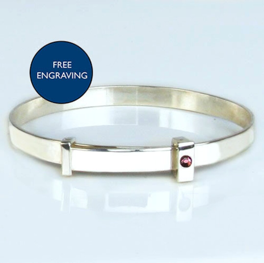 A Silver February Birthstone Christening Banglegirls or Boys Christening Bangle,girls or Boys