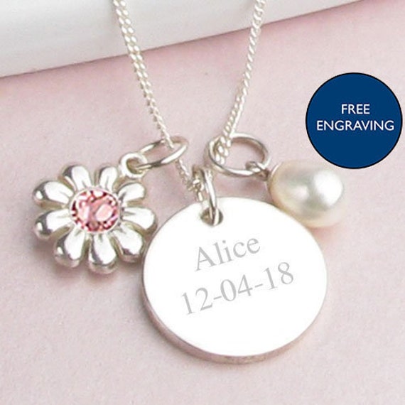 personalised flower girl necklace