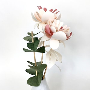 DIY KIT bouquet of paper flowers 3 stems image 1