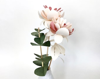 DIY Kit for Ecru and Pink Paper Eternal Flowers - Rustic