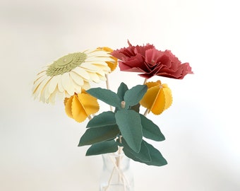 DIY KIT bouquet of paper flowers 6 stems