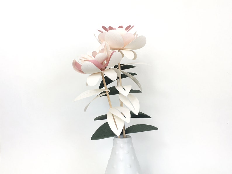 DIY KIT bouquet of paper flowers 3 stems image 2