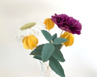 DIY Kit for Eternal Flowers in White and Purple Paper - POET