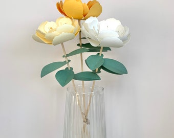 DIY Kit for Eternal Flowers in White and Yellow Paper - ROMANTIC