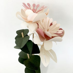 DIY KIT bouquet of paper flowers 3 stems image 3