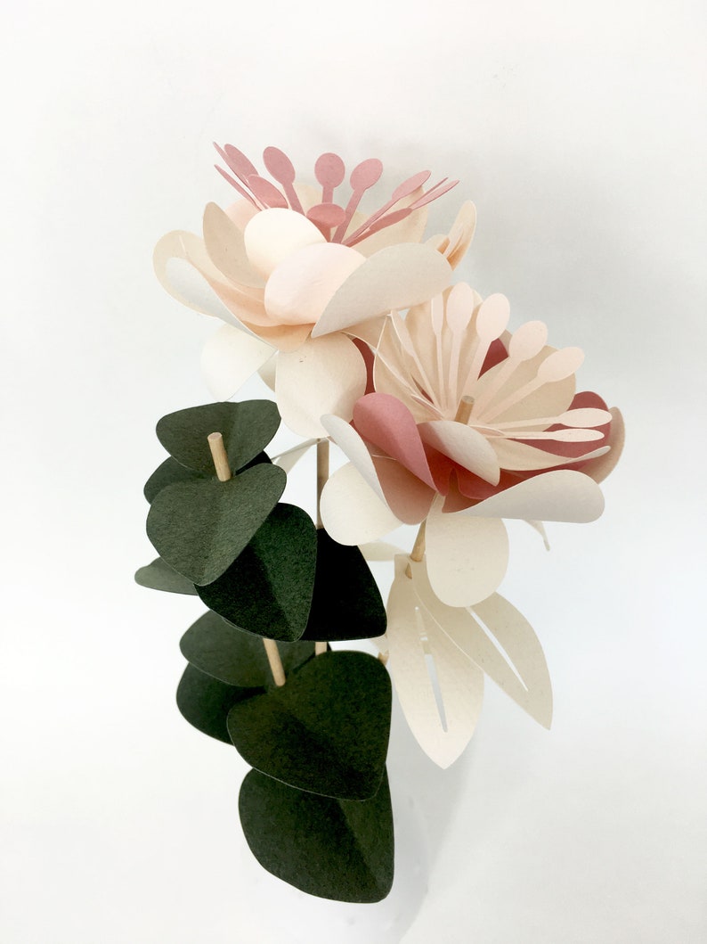 DIY KIT bouquet of paper flowers 3 stems image 3