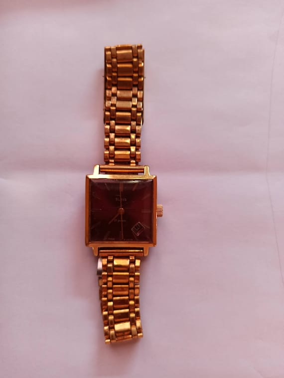 Slava Gold-Plated Wrist Watch with Calendar and O… - image 1