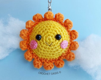 CROCHET PATTERN Sun Keychain, Kawaii Sun, Crochet Keychain Pattern, Sunshine, Cute Sun, Summer, Sun Crochet Keychain, English only