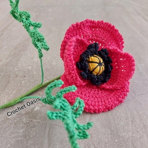CROCHET PATTERN Red Poppy Flower, Crochet Poppy, Papaver, Crochet Flower Pattern, English only, DIY flowers, Poppy Crochet Pattern