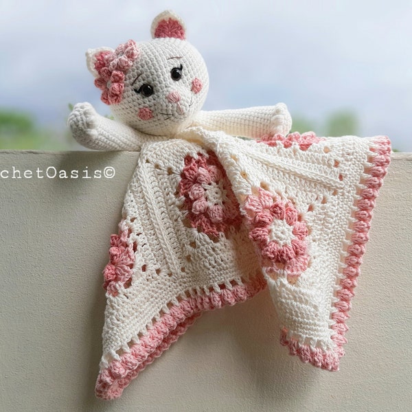 CROCHET CAT LOVEY Pattern, Granny Square Blanket, Crochet Cat, Cat Lovey, Cat Security Blanket, Cat amigurumi, Crochet kitten (English only)