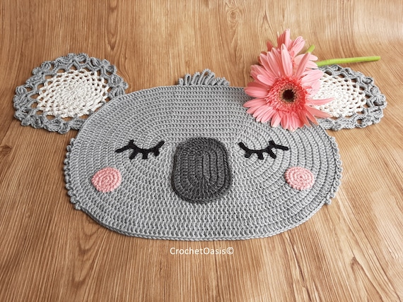 CROCHET PATTERN Koala Rug, Koala Crochet Doormat, Crochet Coaster, Crochet Koala, Crochet Nursery Rug, Crochet Koala Carpet (English only)