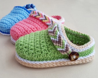 CROCHET PATTERN Baby Shoes, Crochet Booties, Baby Clogs, Tribal Baby Clogs, Crochet Clogs Pattern, Crochet Shoes Pattern, English only, DIY