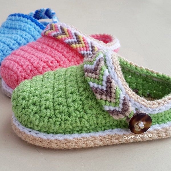 Häkelanleitung Baby Schuhe, Häkelschuhe, Baby Clogs, Tribal Baby Clogs, Häkelschuhe Muster, nur Englisch, DIY