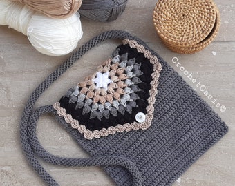 Any size Hexagon Bag CROCHET PATTERN, English pattern, flap, cord, sling bag, adjustable bag, mini bag, Crochet Purse, DIY crochet bag