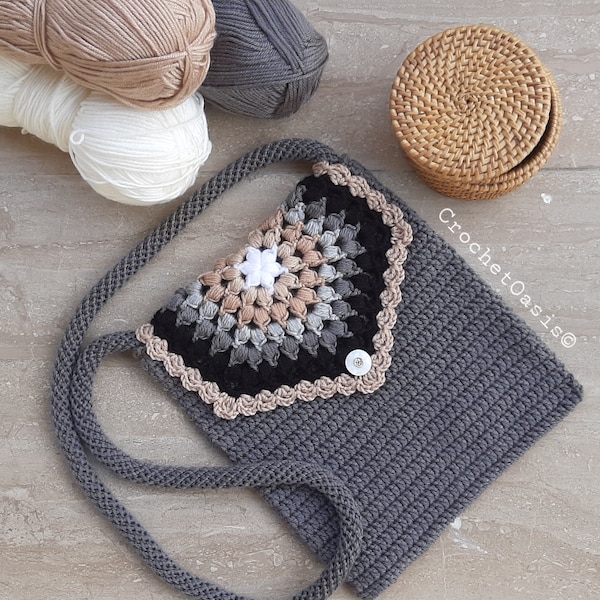Any size Hexagon Bag CROCHET PATTERN, English pattern, flap, cord, sling bag, adjustable bag, mini bag, Crochet Purse, DIY crochet bag