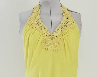 70s Prom Dress Boho Vintage Dress Canary Yellow New Old  Stock Sylvia Ann