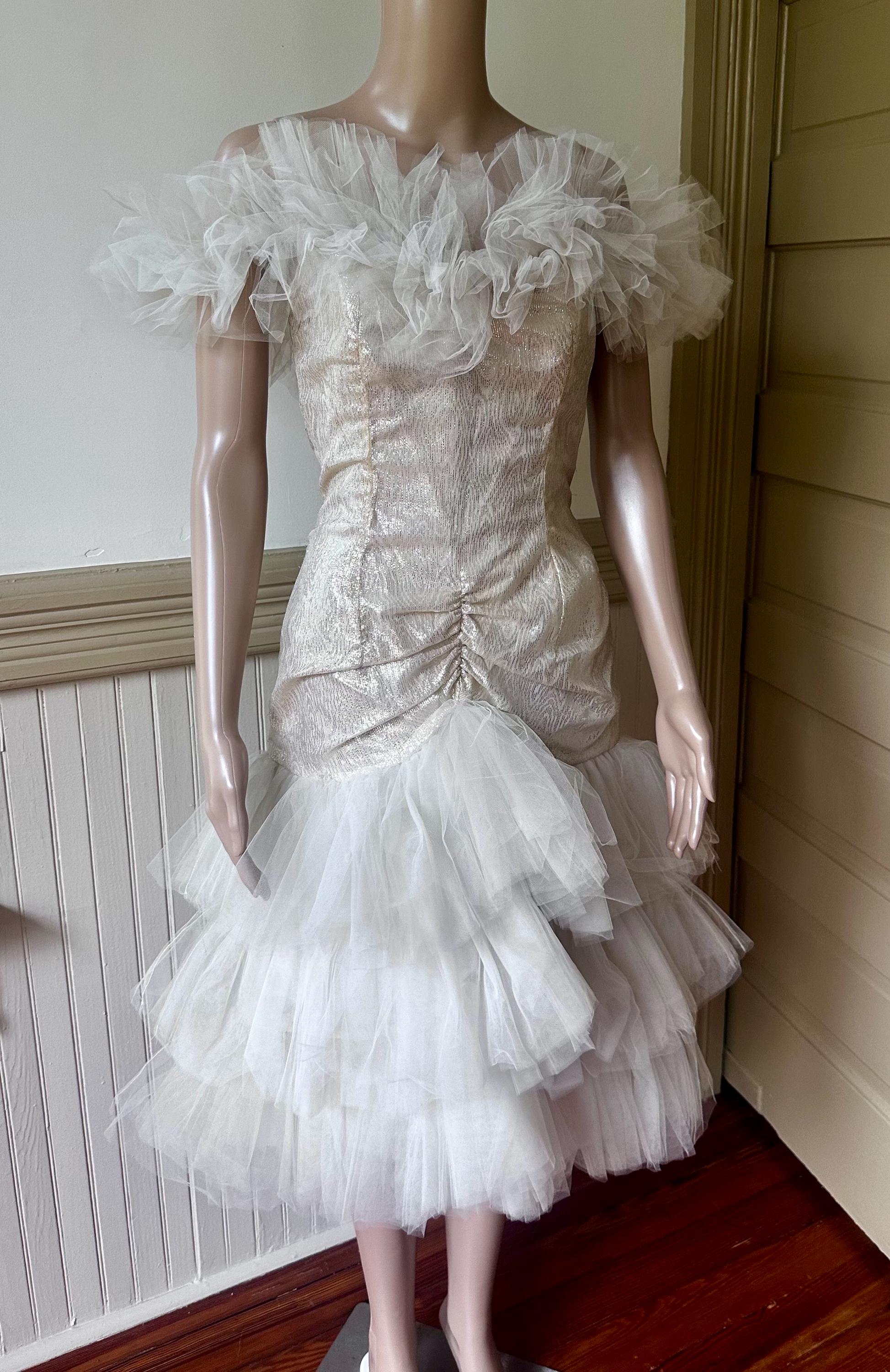 80s Ruffles 80s Prom Dress Ruffles Gold Metallic - Etsy