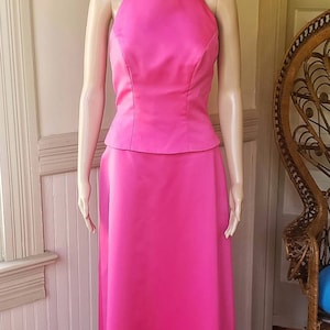 90s Prom Dress Y2K Prom Dress Hot Pink Alfred Angelo Halter