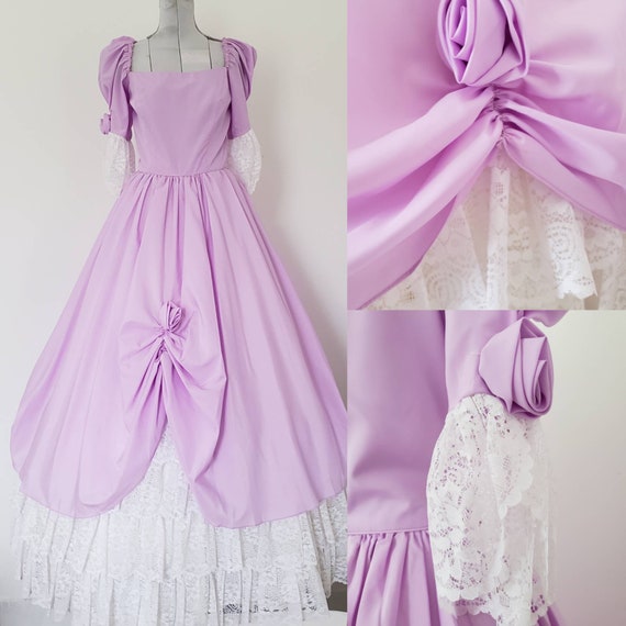 purple 80s prom dress