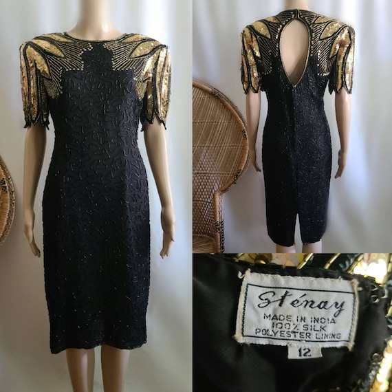 80s Prom Dress / Vintage Prom Dress / Black and Go