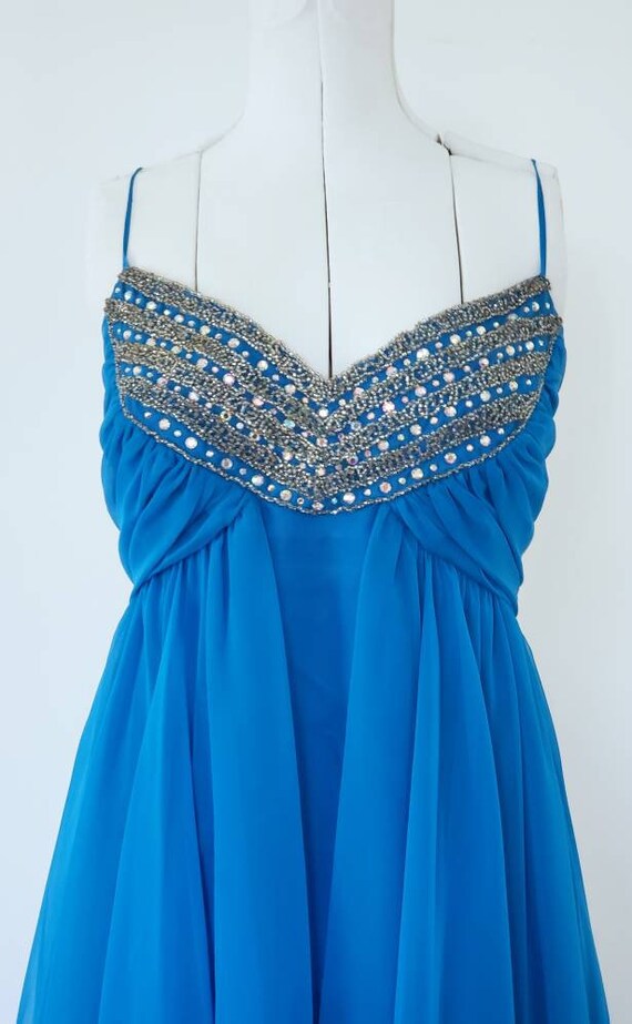 Vintage Prom Dress  70s Deadstock  Mike Benet Blu… - image 3