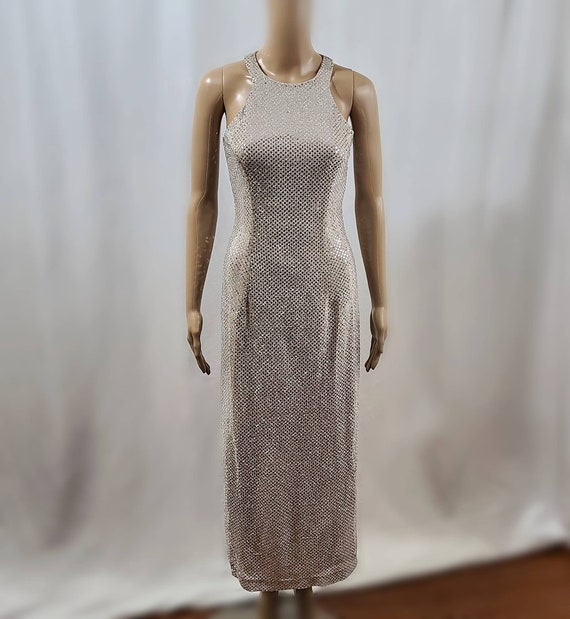 90s Prom Dress Vintage Rose Gold Sequins Bodycon Dress Size 5/6 - Etsy