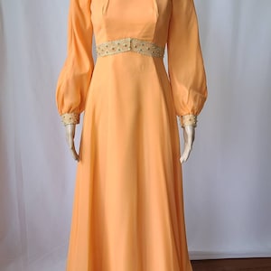 70s Dress Peach Chiffon Angelair by Monika Size 8