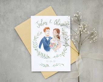 Illustration personnalisée - portrait de couple mariage