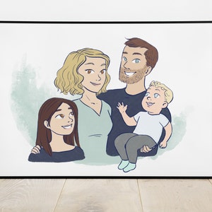 Personalized family portrait - comic book style - digital, personalized illustration, personalized photo, drawn portrait, gift, cartoon