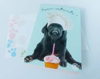 dog happy birthday cupcake greeting card with envelope with card