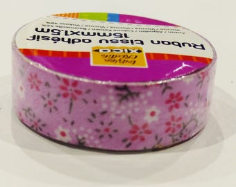 fabric Ribbon 1,50 m adhesive tape 15 mm purple ornate scroll