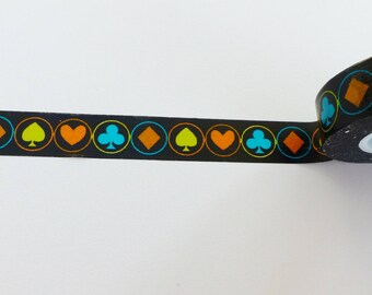 15 meters of masking tape As Diamond spade and clover on bottom black 15 mm