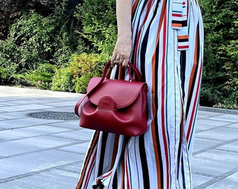 ¡Disponible en 21 colores! Bolso de piel rojo, bandolera de piel, bolso llamativo, bolso de piel para mujer, piel auténtica.