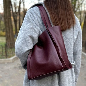 ¡Disponible en 21 colores! Bolso bandolera de piel burdeos, bolso de piel burdeos, monedero de piel, fabricado en Ucrania