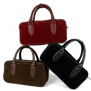 Erhältlich in 6 Farben! Wildledertasche, braune Umhängetasche, Wildledertasche, schwarze Tasche, Geschenk für sie, bordeaux Tasche, Baguettetasche