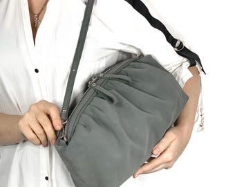 Available in 6 colors! Gray suede bag, leather shoulder bag, leather bag, gift for her