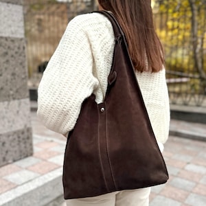 Erhältlich in 6 Farben! Braune Wildleder Hobo Tasche,brauner Wildleder Shopper,made in der Ukraine