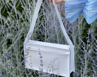 Available in 17 colors! White leather crossbody for women, crossbody purse