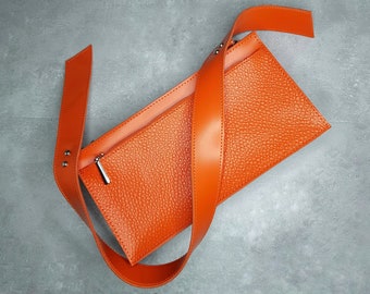 Available in 17 colors! Orange leather shoulder bag for women, shoulder bag purse, orange bag