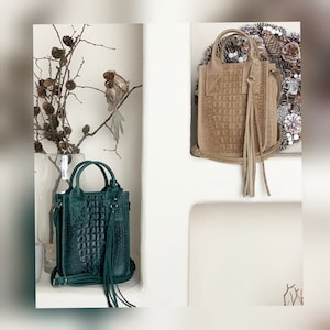 Disponible en 5 couleurs ! Sac à bandoulière en cuir, sac en cuir à motif crocodile, petit sac à main, bandoulière beige, bandoulière vert
