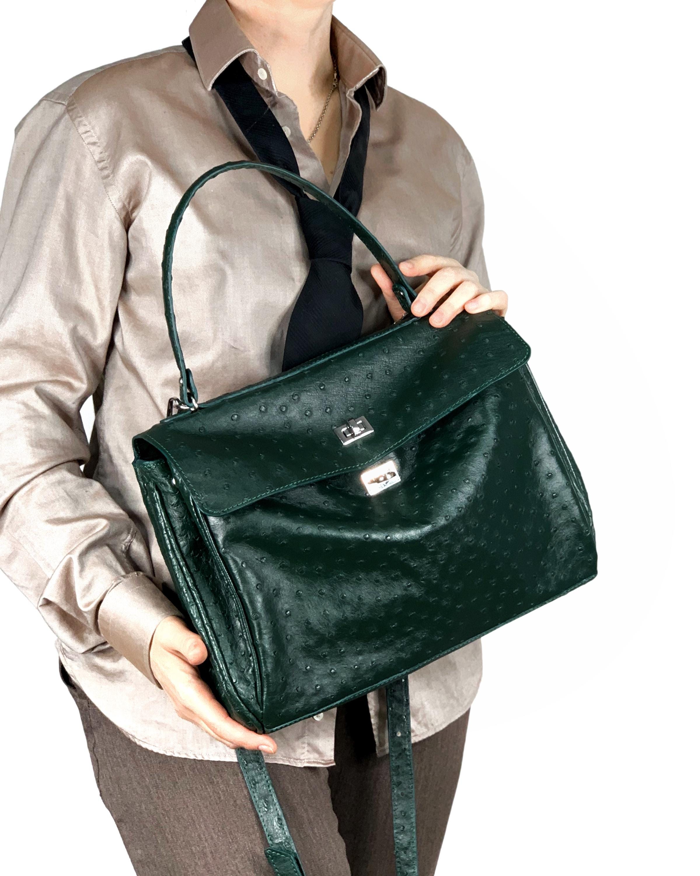 Green Ostrich Leather Handbag - Etsy