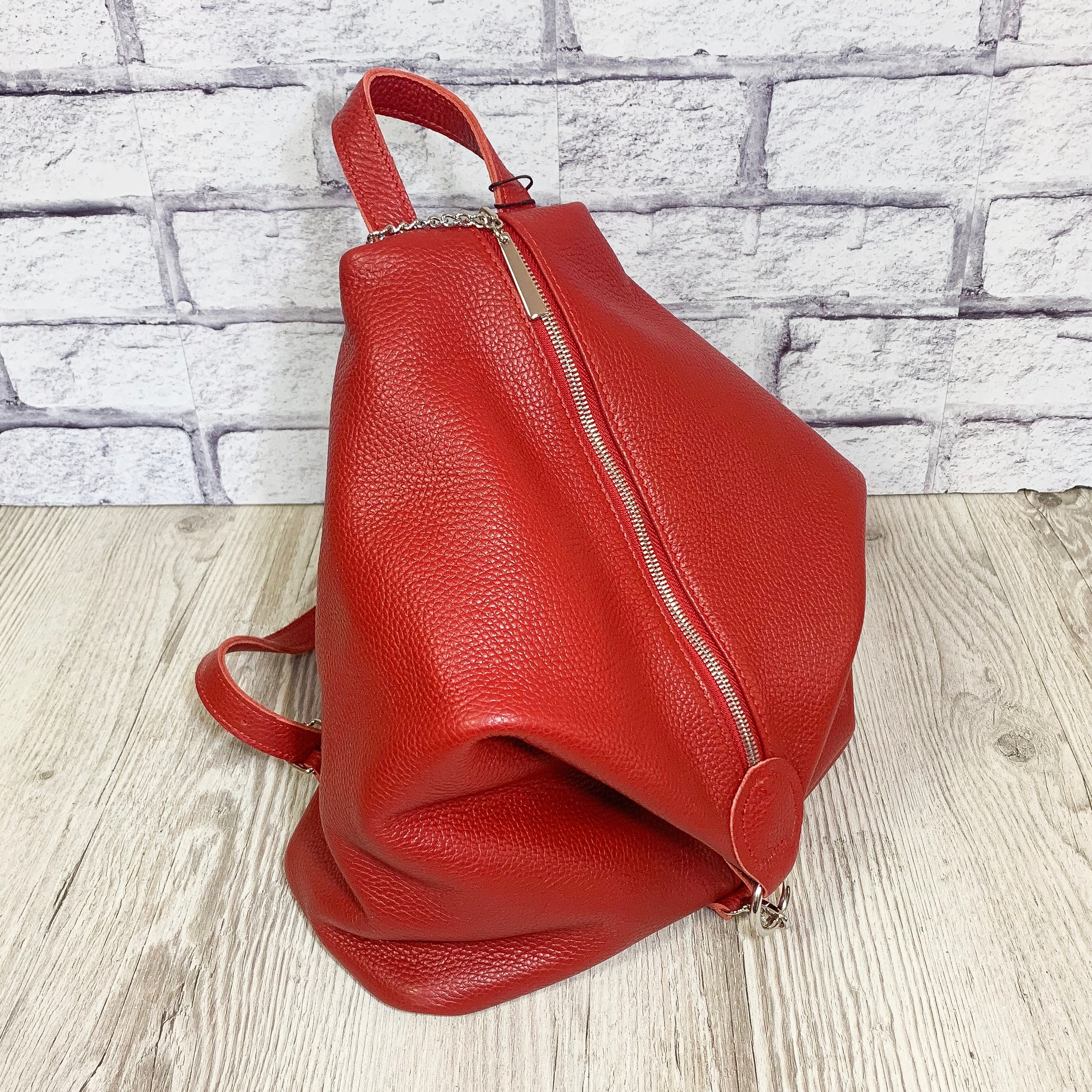 Available in 21 Colors Red Leather Backpack for Women -  Finland