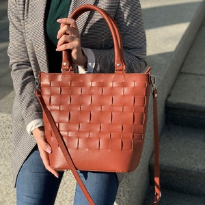 Orange genuine leather bag, orange bag, bag for woman, leather shoulder bag, gift for her, made in ukraine