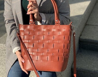 Orange genuine leather bag, orange bag, bag for woman, leather shoulder bag, gift for her, made in ukraine