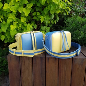 Yellow-blue leather bag, Ukrainian color Bag, Crossbody bag, Ukraine shops, Sellers from Ukraine, small yellow and blue bags