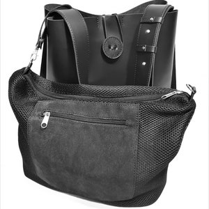 Schwarzer echter Leder-Shopper, schwarze Ledertasche, Ledertasche, Geschenk für Frauen, Einkaufstasche, Frauentasche, lässige Ledertasche Bild 6