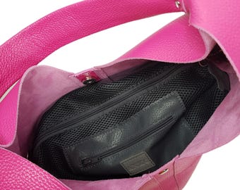 Available in 21 Colors! Fuchsia Leather Hobo Bag, Fuchsia Shoulder