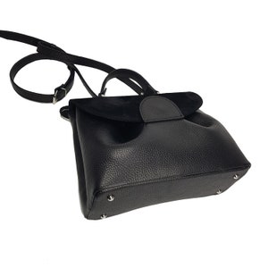 Black leather handbag, shoulder leather bag,black leather bag for women, black bag image 4