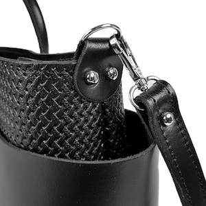 Black leather handbag, black shoulder bag, black handbag, office bag, gift for her image 7
