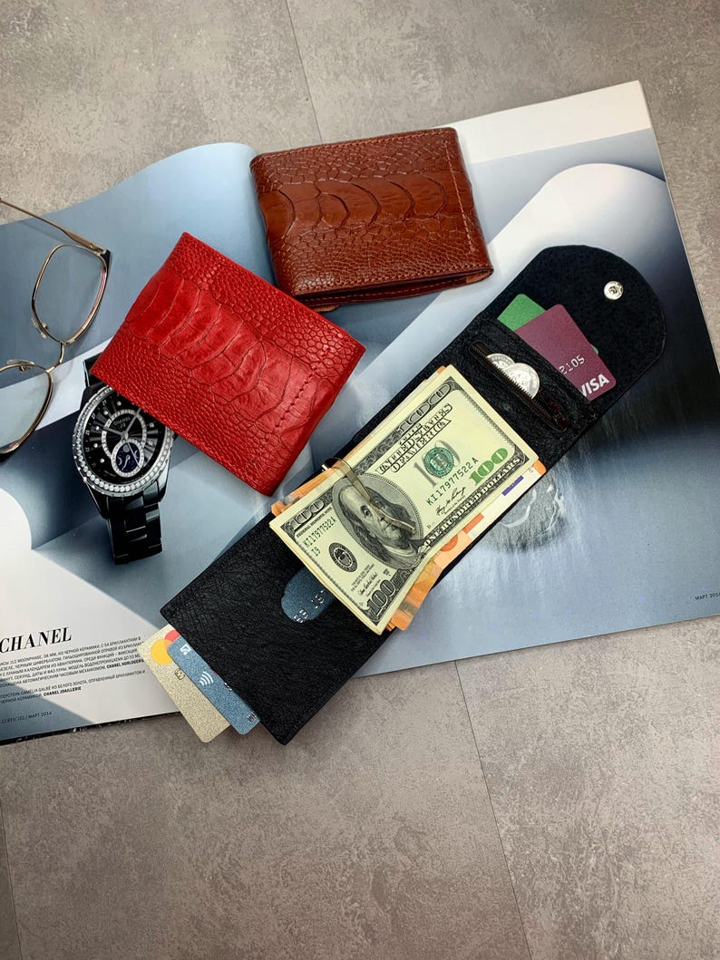 Wallet Assortment Personalized Ostrich Leg Leather Wallet, Wallet With Gift Box, Genuine ...